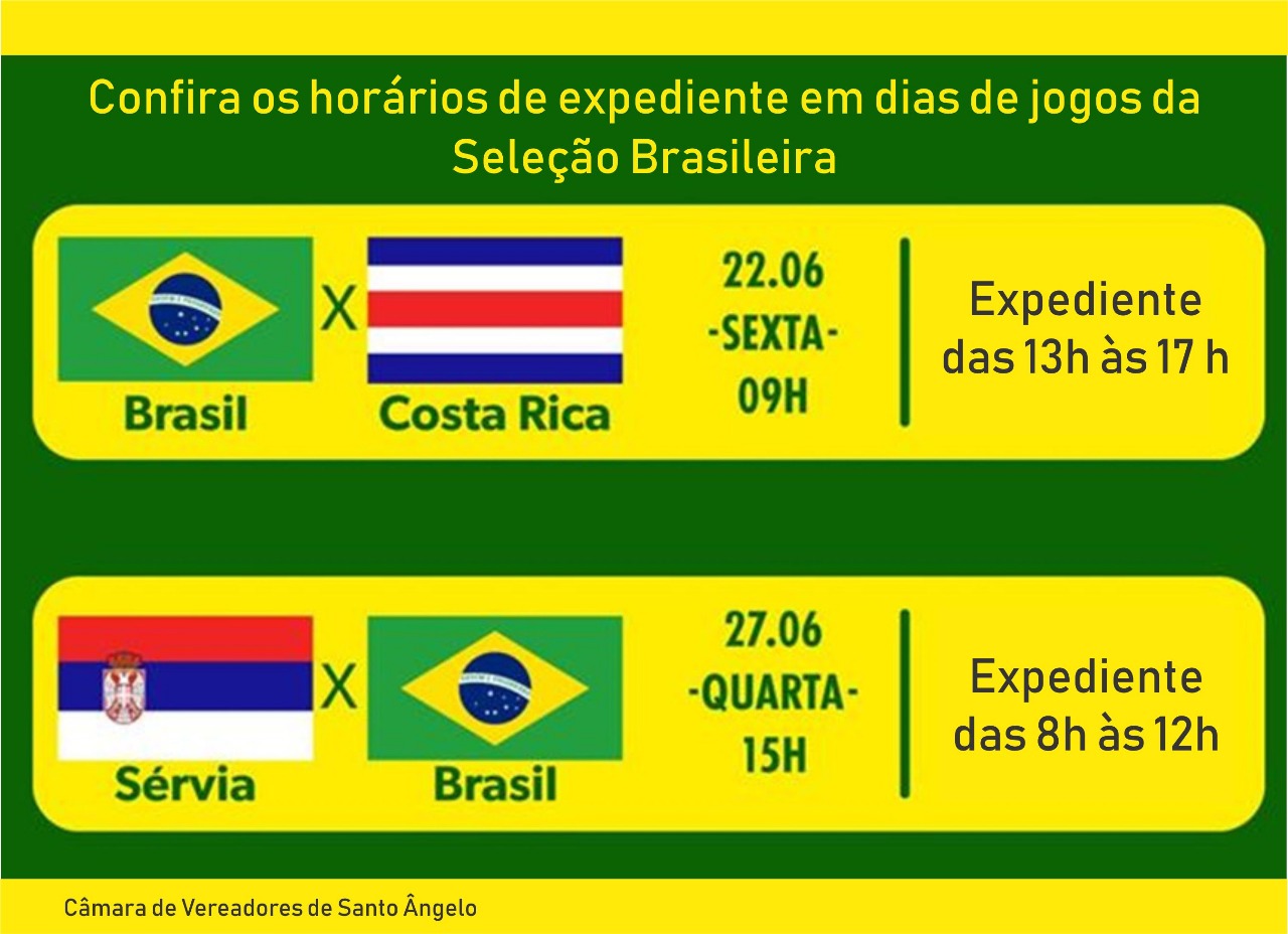 Legislativo terá horários diferenciados em dias de jogos da Seleção Brasileira