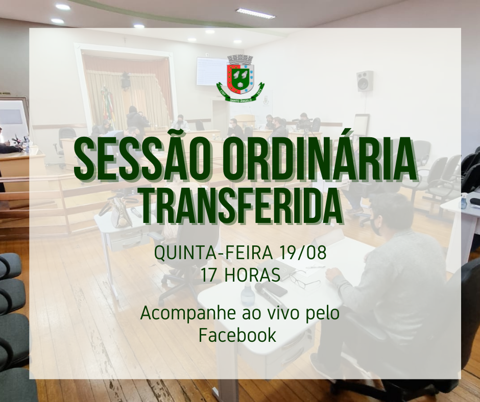 Sessão Ordinária ocorre na próxima quinta-feira, 19