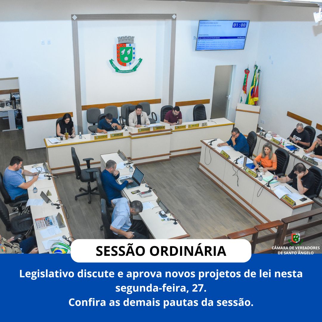 Confira as pautas discutidas nesta semana na Câmara Municipal de Vereadores de Santo Ângelo
