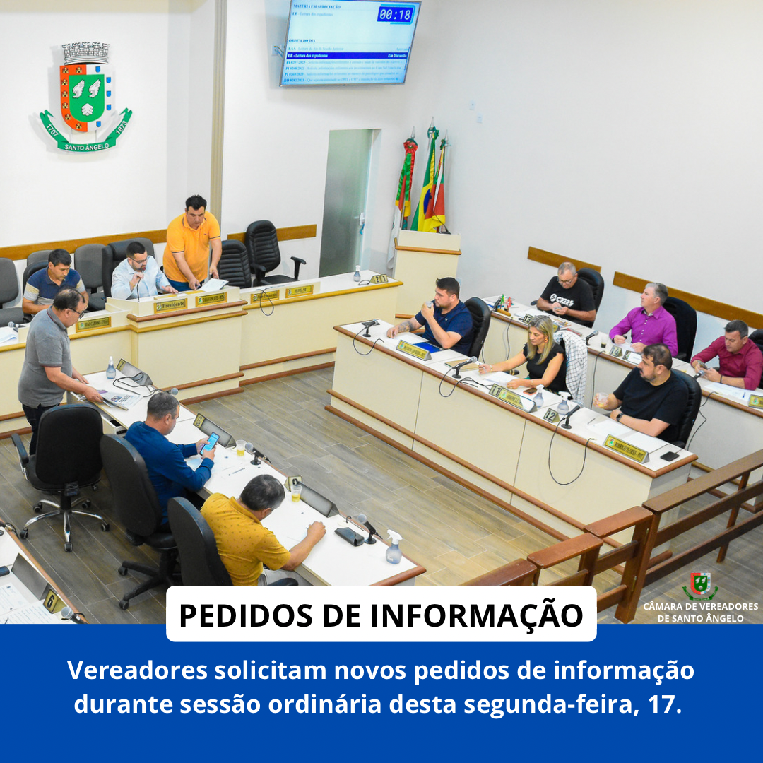 Confira os pedidos de informação realizados na Sessão Ordinária da última segunda-feira