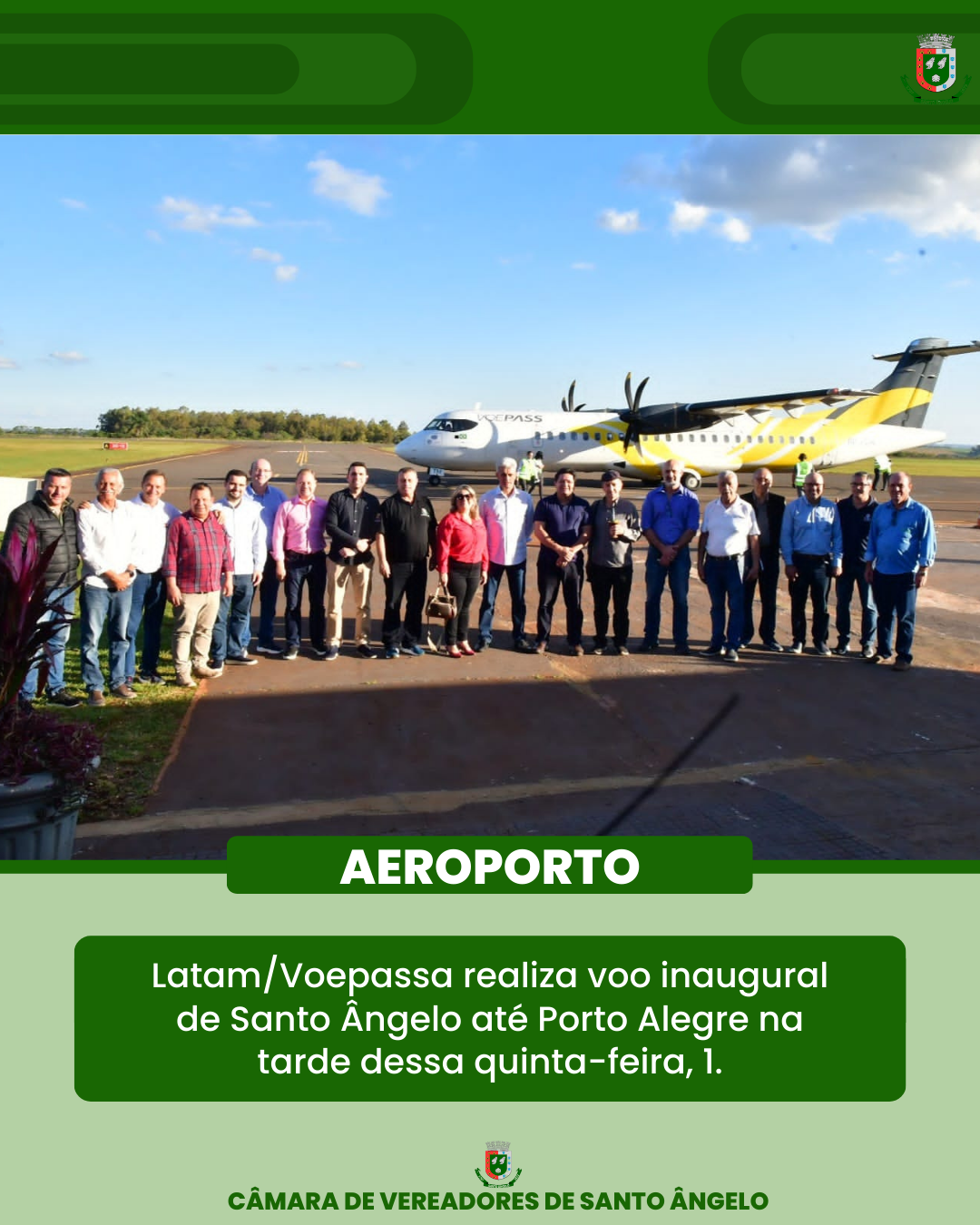 Realizado, na tarde desta quinta-feira o voo inaugural que liga Santo Ângelo a Porto Alegre pela Latam/Voepass