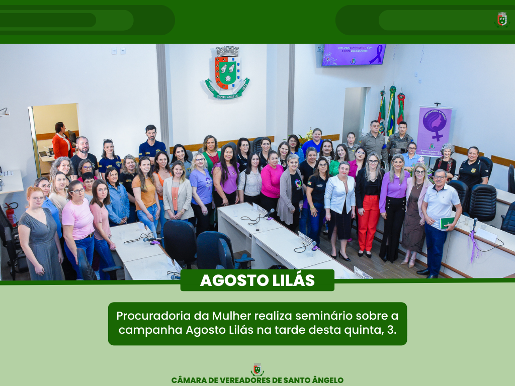 Procuradoria da Mulher através do Poder Legislativo realiza seminário sobre a campanha Agosto Lilás