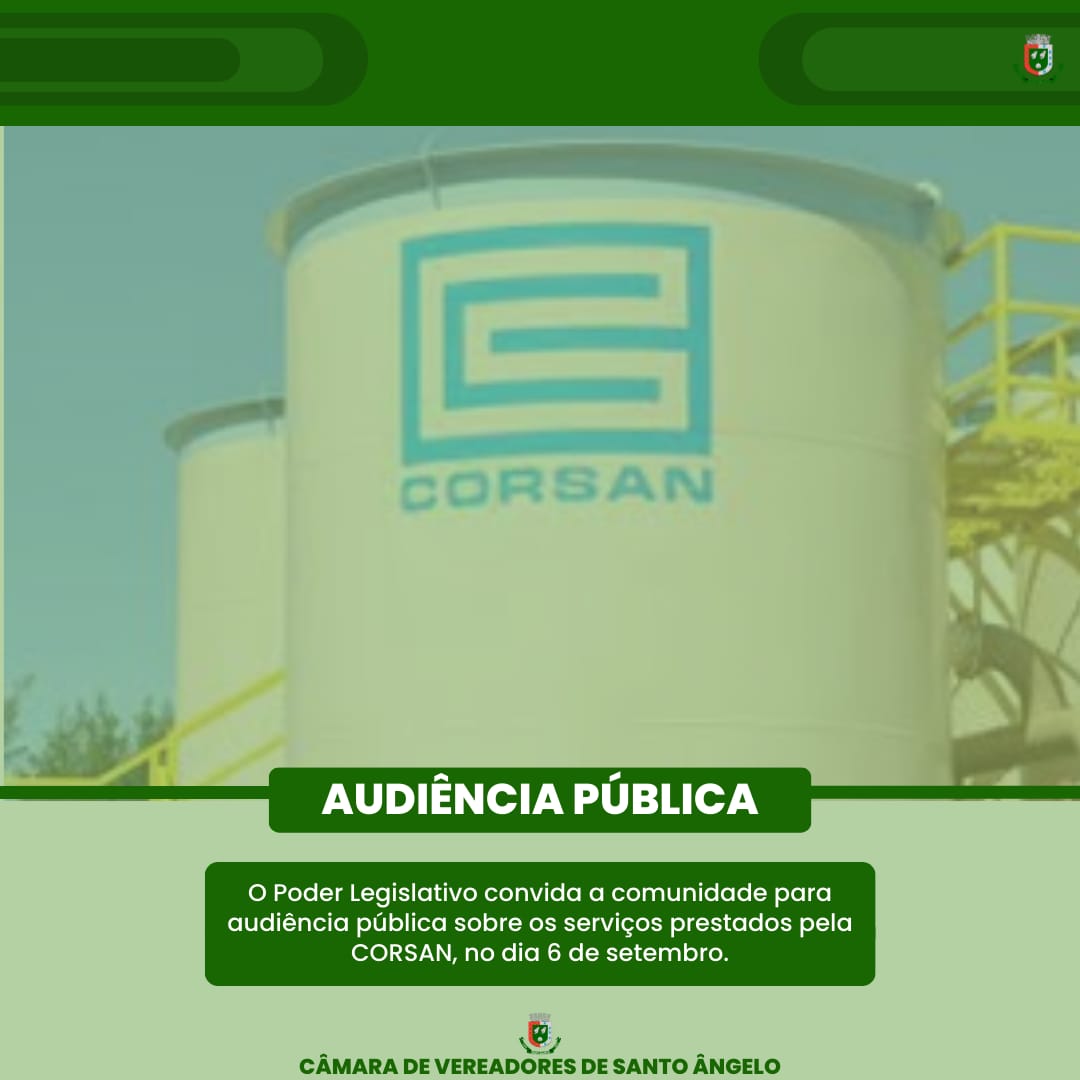 Legislativo realizará Audiência Pública referente aos serviços prestados pela CORSAN