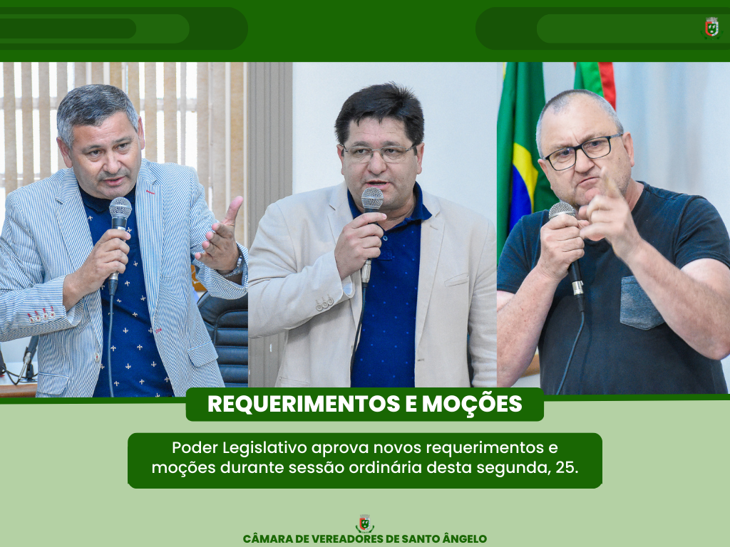 Confira as moções e requerimentos colocados em pauta na Sessão da última segunda-feira