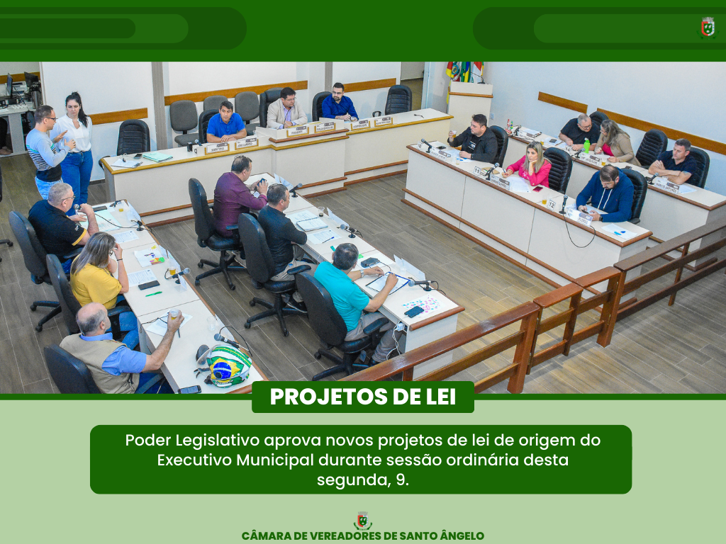 Três Projetos de Lei são aprovados na Sessão Ordinária da última segunda-feira
