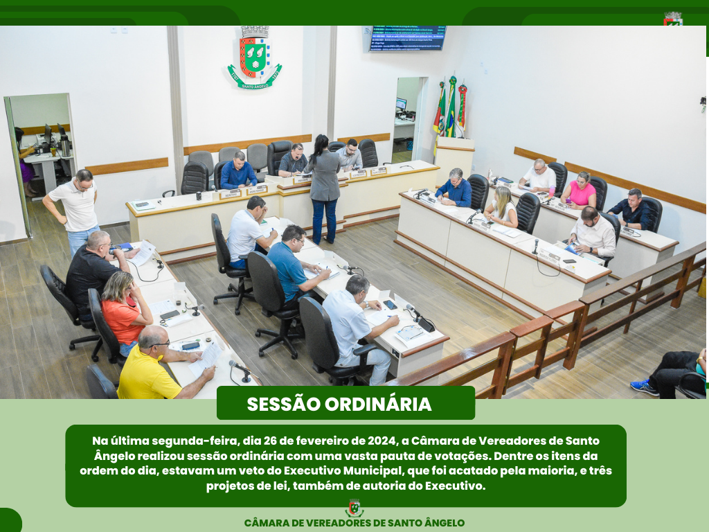 Câmara realiza sessão ordinária com uma vasta pauta de votações