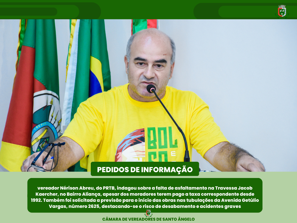 Três pedidos de informação e uma moção estiveram em pauta na sessão da última segunda-feira