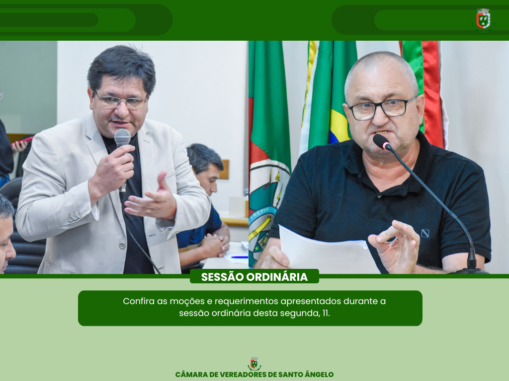 Dois Requerimentos e uma moção colocados em pauta na última segunda-feira