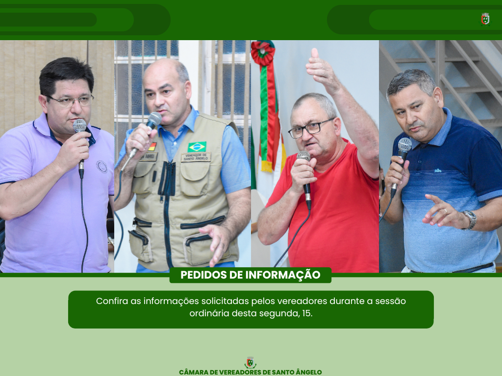 Confira os cinco novos pedidos de informação apresentados pelos vereadores 