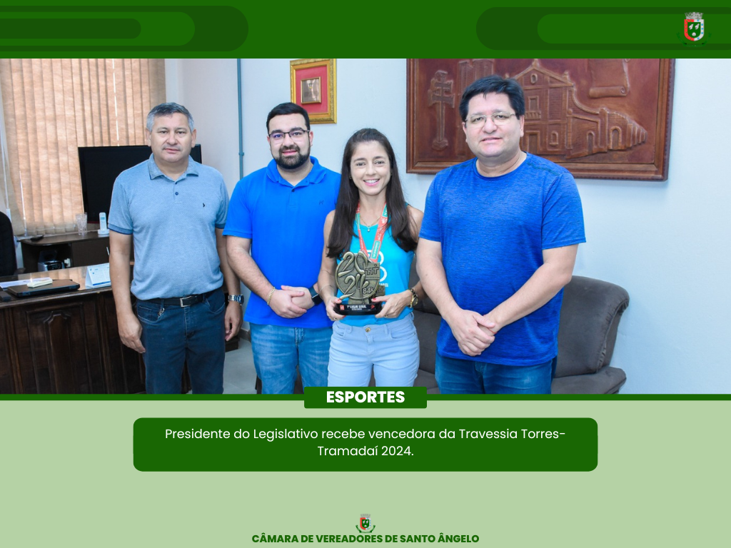 Mariel Stenia Vanina Vianna vencedora da Travessia Torres Tramandaí visita o Legislativo