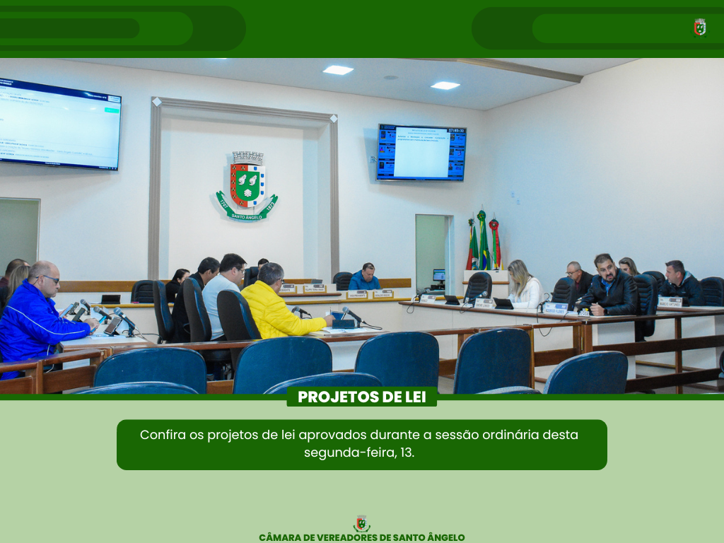 Câmara de Vereadores aprova dois novos Projetos de Lei 