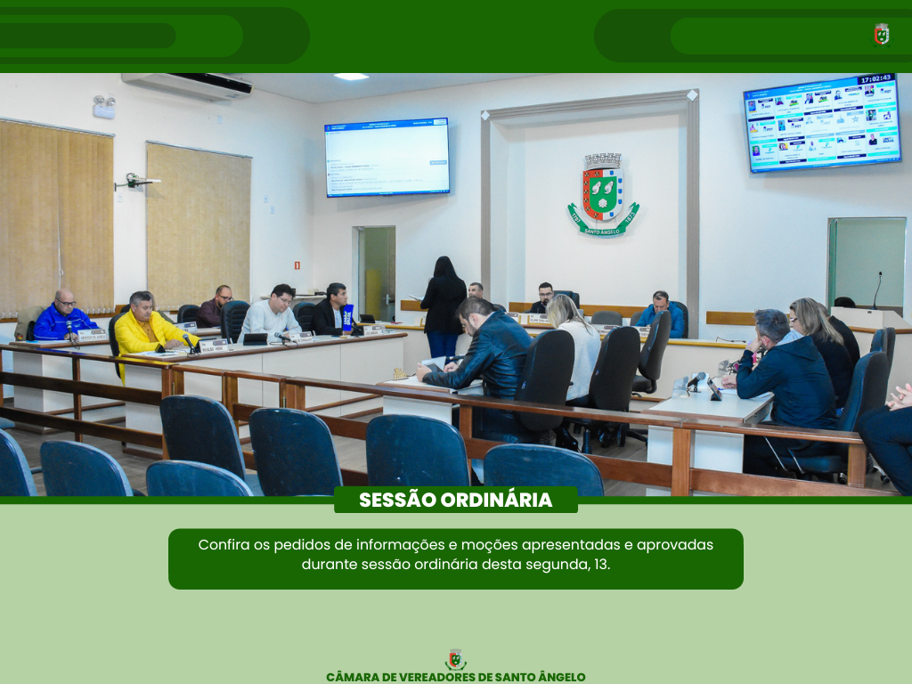 Sessão Ordinária tem pedidos de informações e moções aprovados
