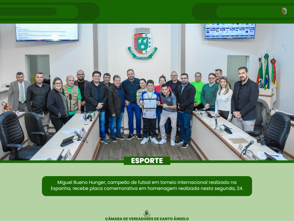 Legislativo realiza entrega de placa comemorativa ao menino Miguel Bueno Hunger