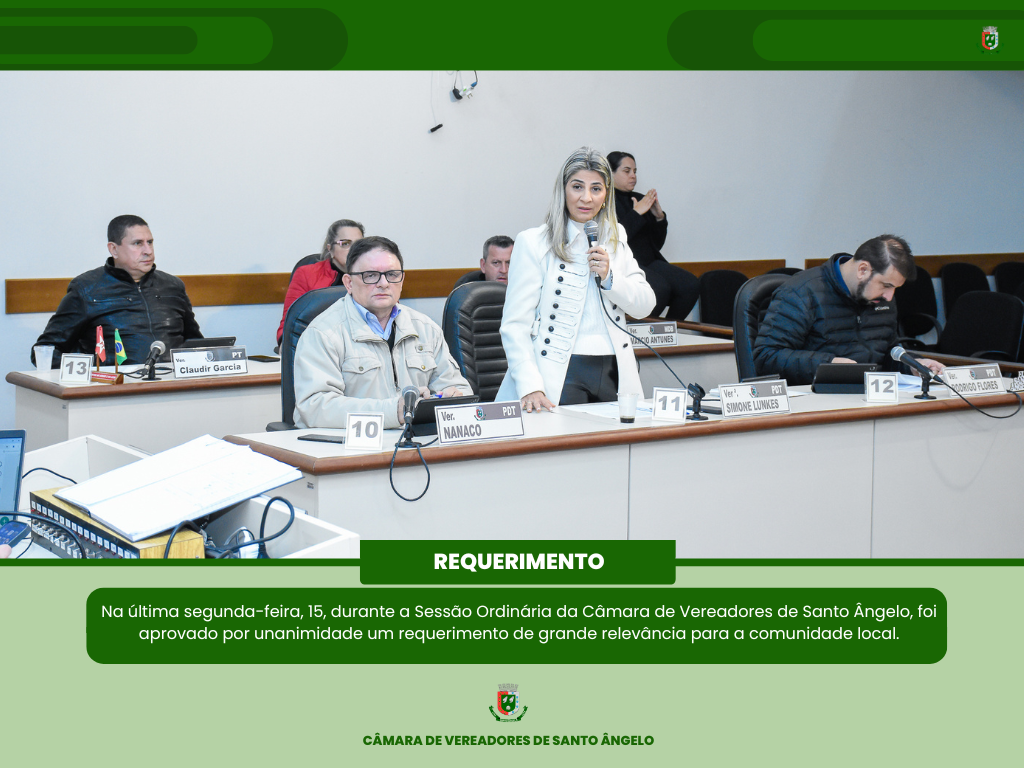 Legislativo aprova requerimento