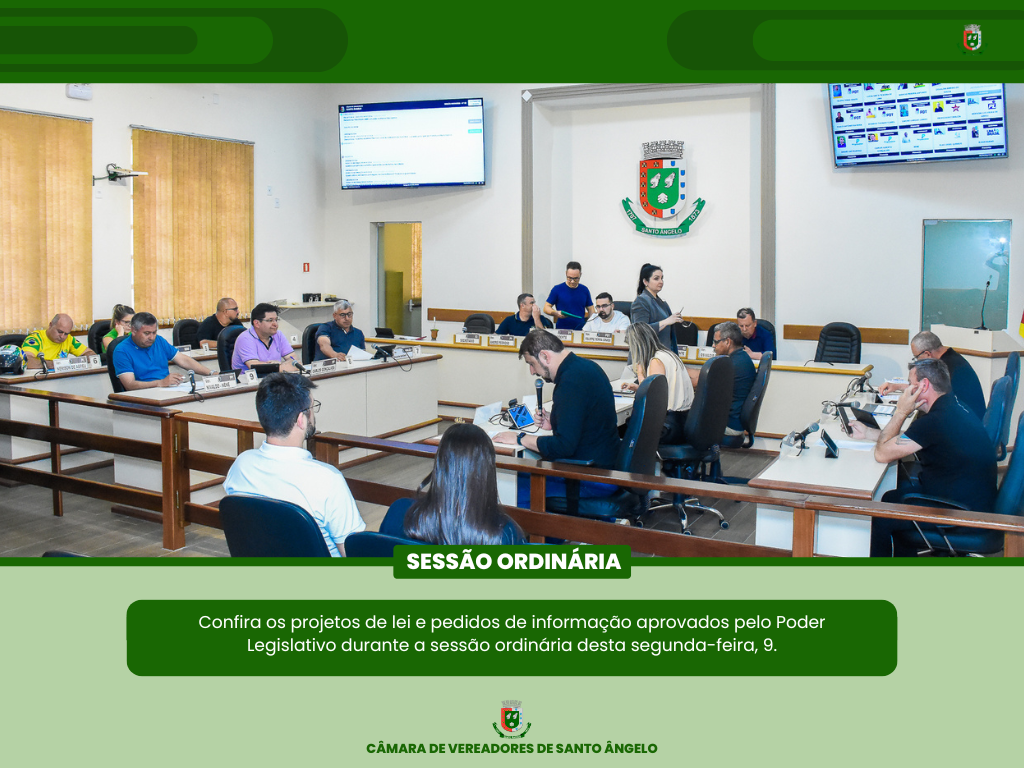 Confira os trabalhos do Legislativo em Sessão Ordinária da última segunda-feira