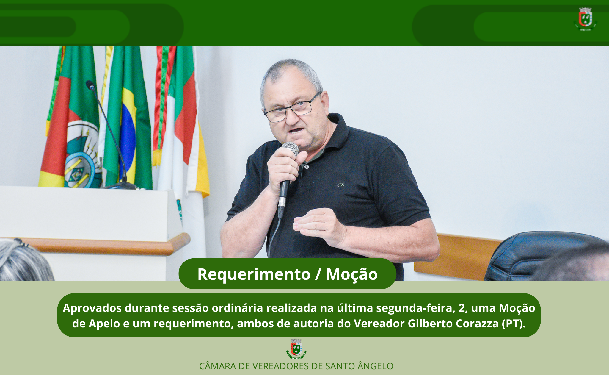 Aprovados durante sessão ordinária realizada na última segunda-feira uma Moção de Apelo e um requerimento
