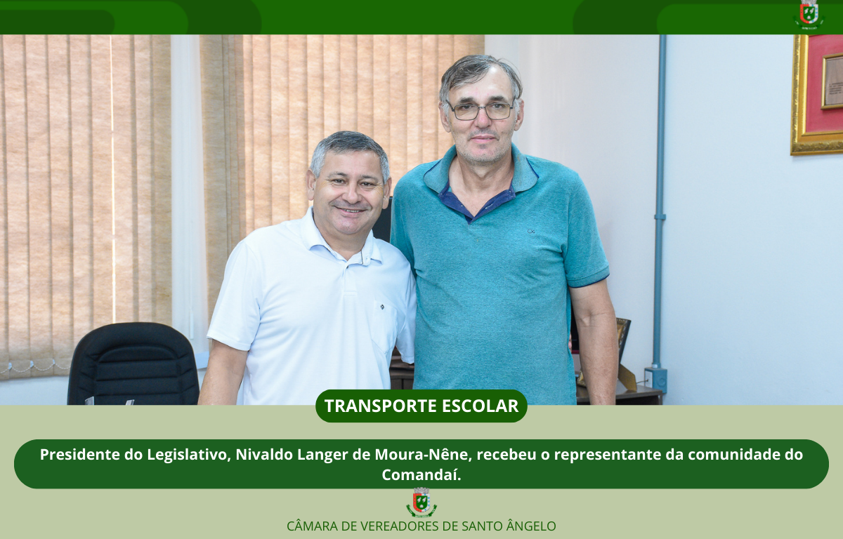 Presidente do Legislativo recebe o senhor Gelson Cargnelutti em pauta transporte escolar