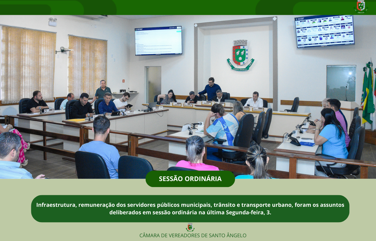 Câmara aprovou em sessão ordinária na última segunda-feira seis projetos de lei doze pedidos de informações e um requerimento