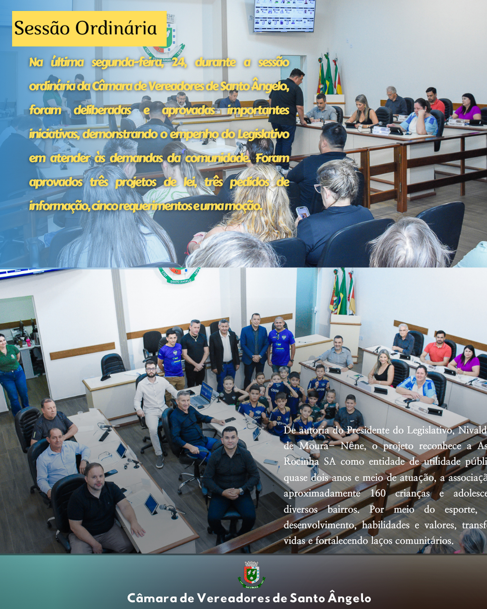Confira os assuntos deliberados na última segunda-feira 24 durante a sessão ordinária da Câmara de Vereadores de Santo Ângelo 