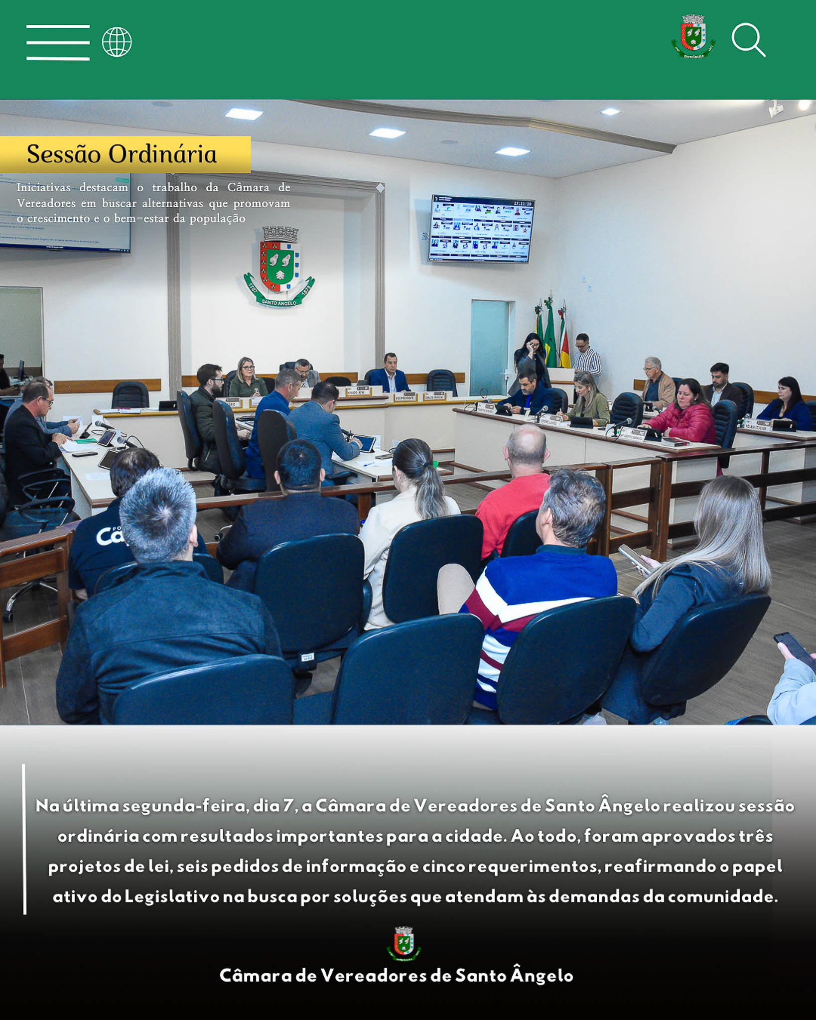  Câmara de Vereadores de Santo Ângelo realizou sessão ordinária com resultados importantes para a cidade