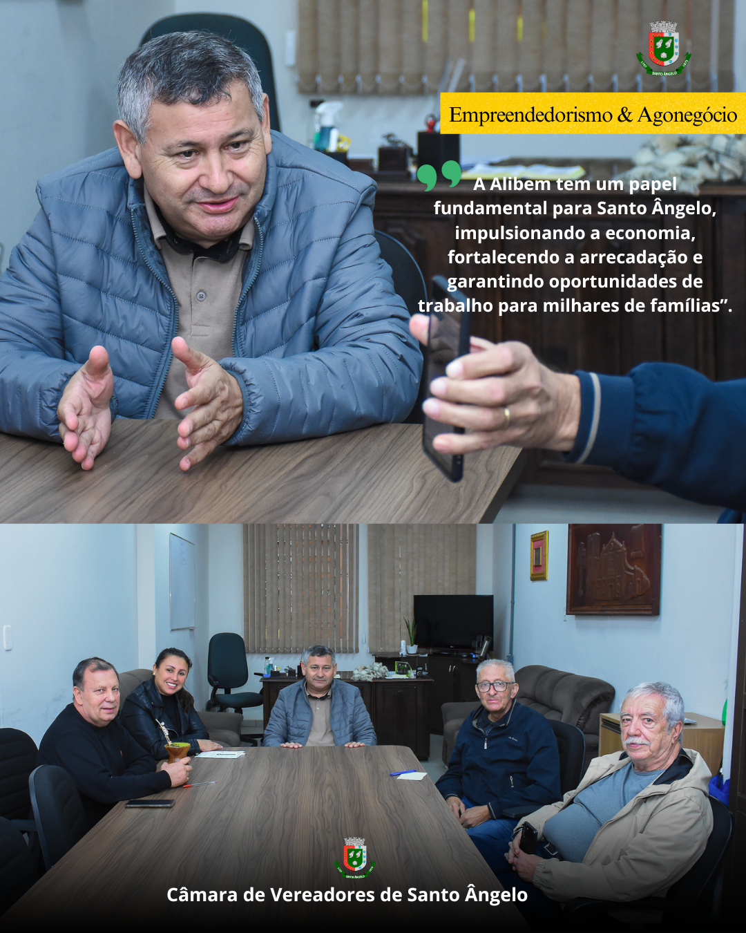 Visita do Conselheiro do frigorífico Alibem ao gabinete da Presidência promove troca de ideias sobre empreendedorismo e agronegócio