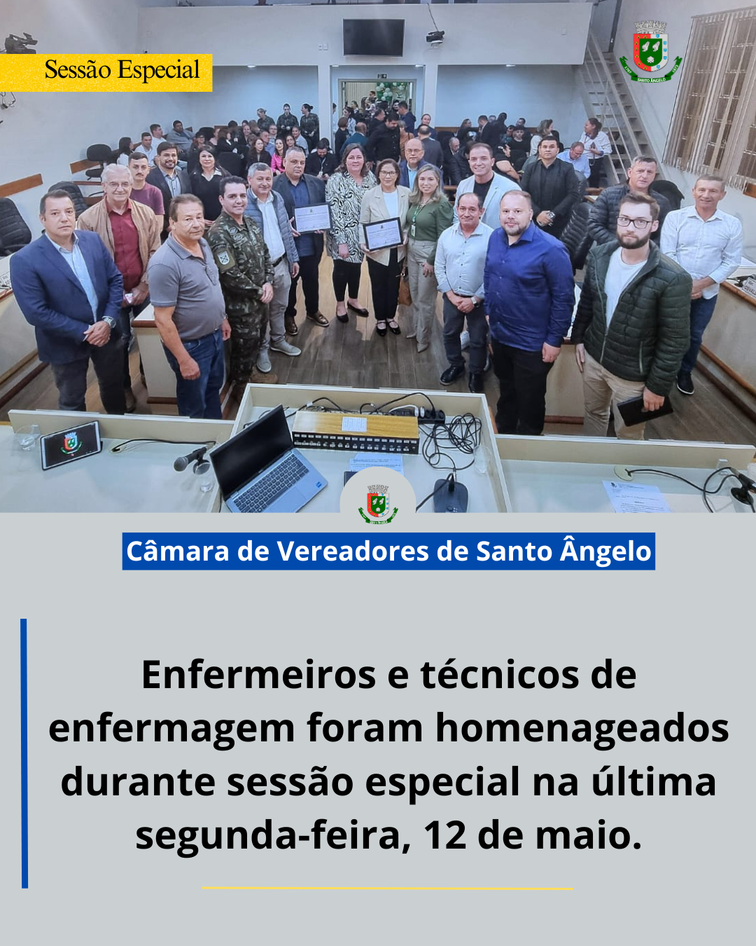 Enfermeiros e técnicos de enfermagem foram homenageados durante sessão especial