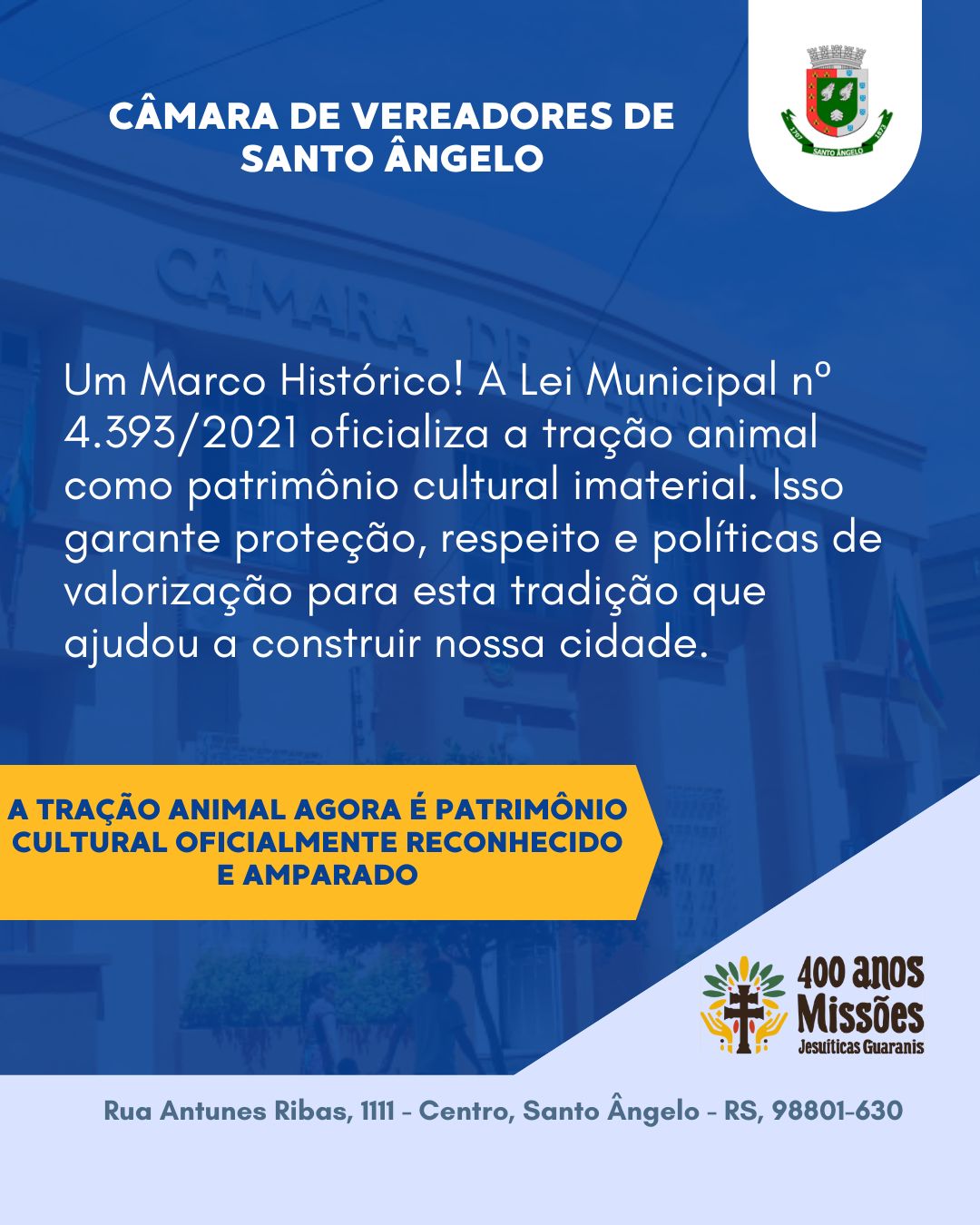Lei municipal que proíbe veículos de tração animal entra em vigor em fevereiro de 2026 em Santo Ângelo