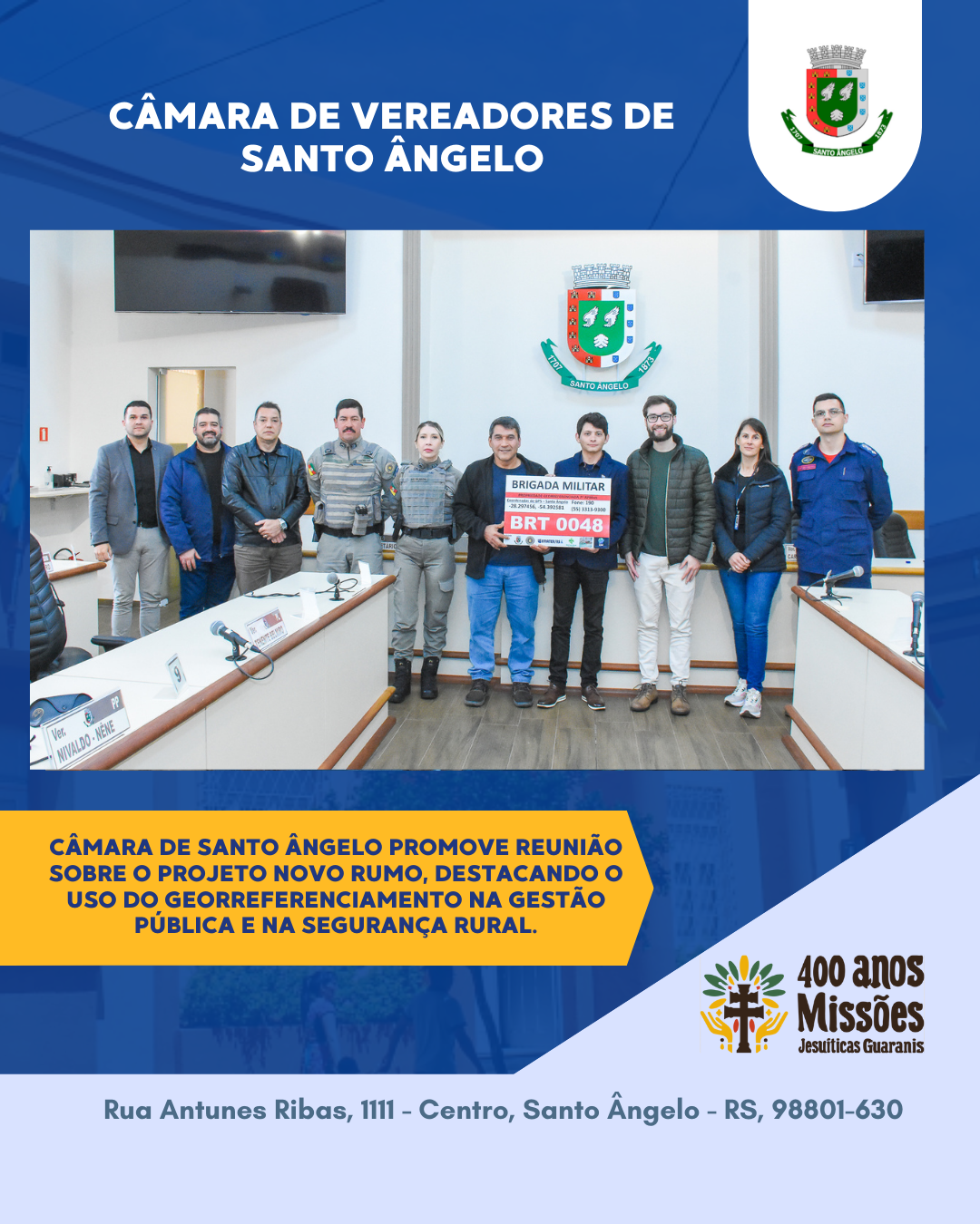 Câmara de Santo Ângelo promove reunião sobre o uso do georreferenciamento na gestão pública e na segurança rural