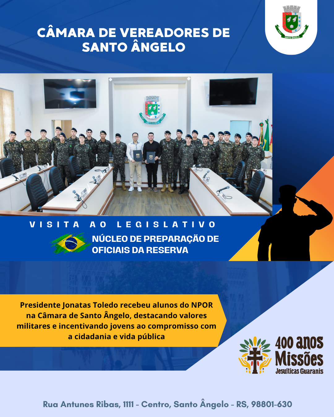 Presidente Jonatas Toledo recebe alunos do NPOR em visita ao Legislativo