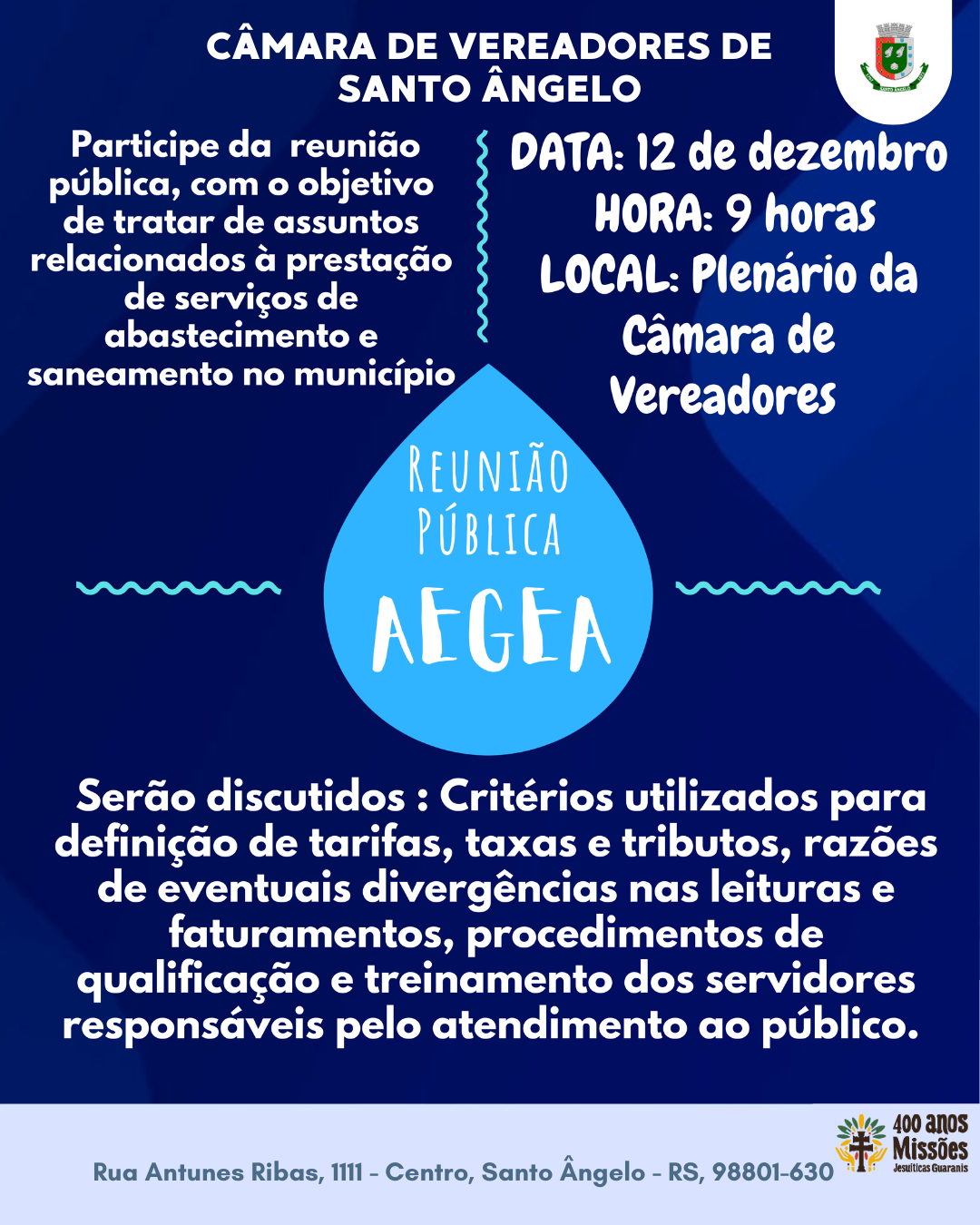 Câmara de Santo Ângelo realiza reunião pública para fortalecer diálogo, transparência e participação cidadã
