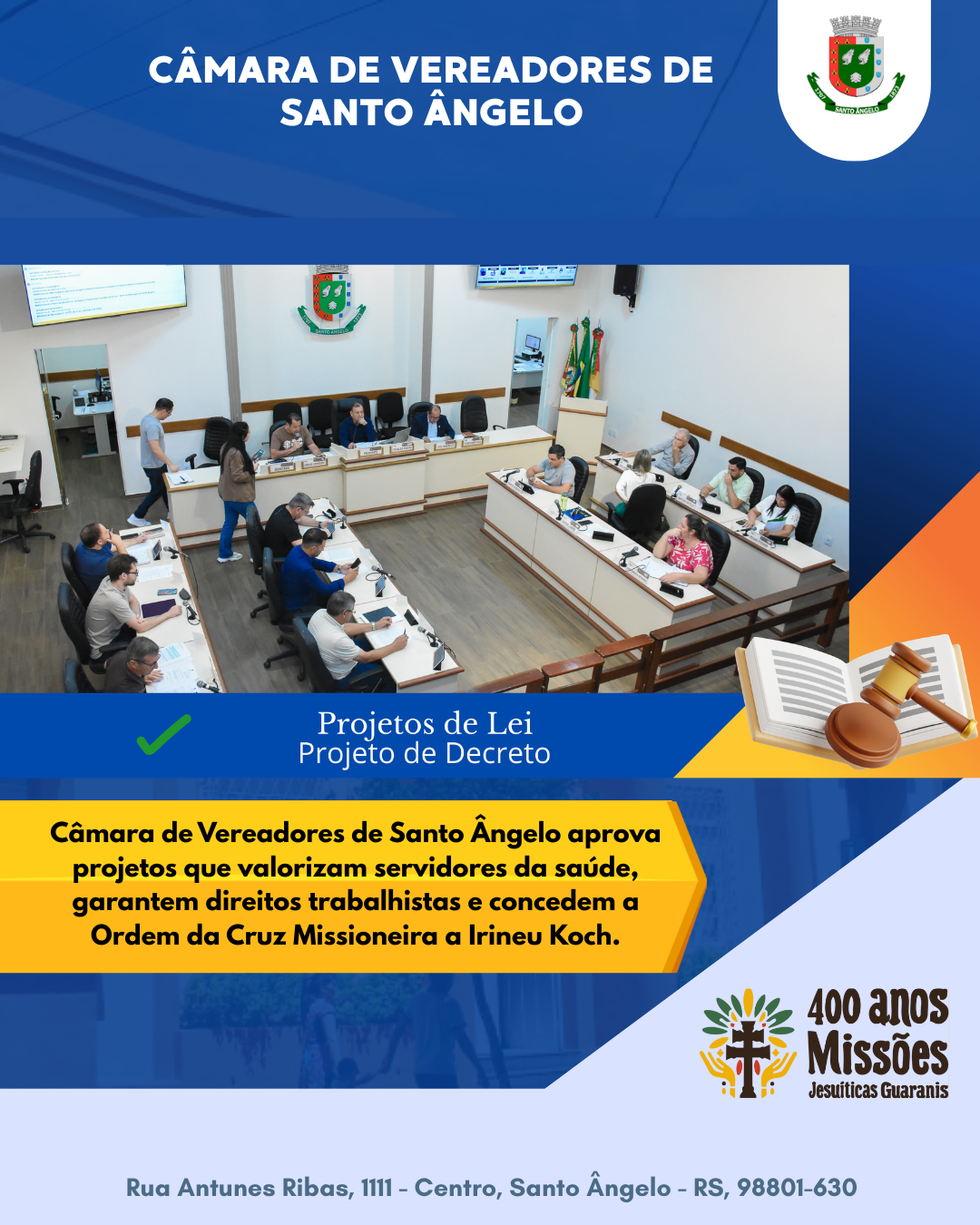 Câmara aprova projetos que valorizam saúde direitos trabalhistas e homenagens