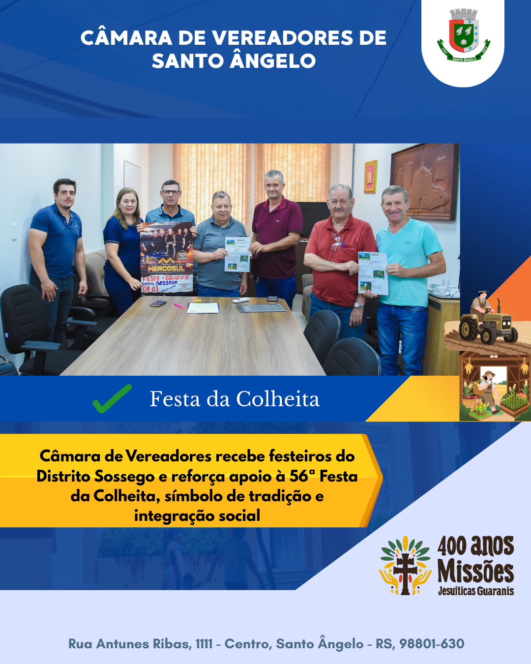 Legislativo destaca tradição e fé na 56ª Festa da Colheita