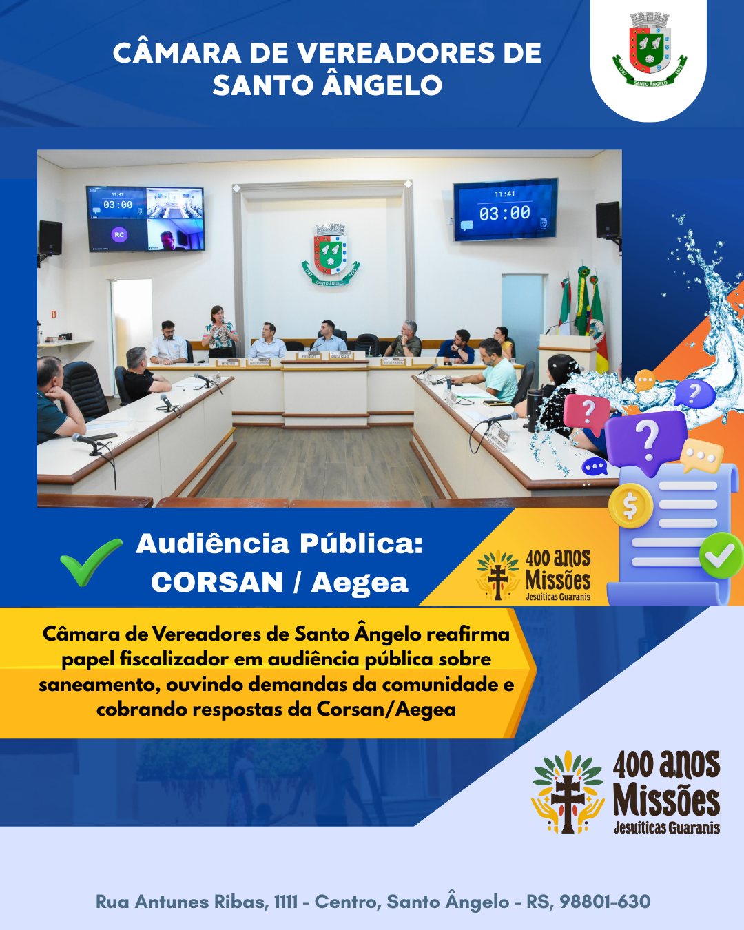 Legislativo de Santo Ângelo reúne comunidade para cobrar saneamento eficiente