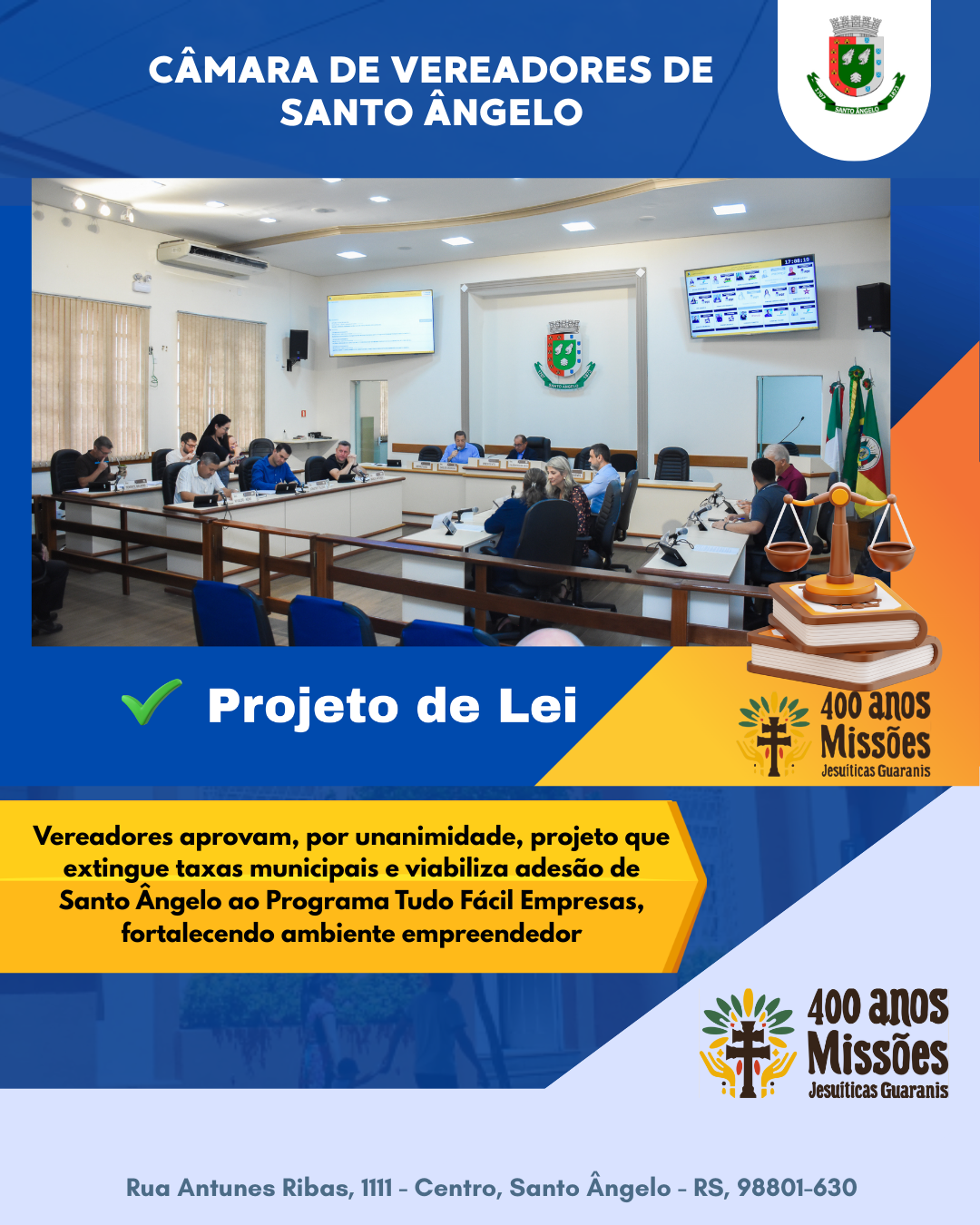 Vereadores aprovam projeto que extingue taxas e incentiva empreendedorismo