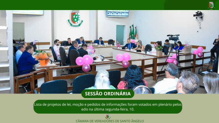 C&acirc;mara de Vereadores de Santo &Acirc;ngelo aprovou um projeto de lei do executivo municipal e dois pedidos de informa&ccedil;&atilde;o