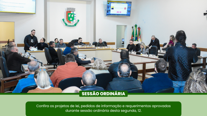 Sess&atilde;o Ordin&aacute;ria aprova Projetos de Lei Requerimentos e Pedido de Informa&ccedil;&atilde;o