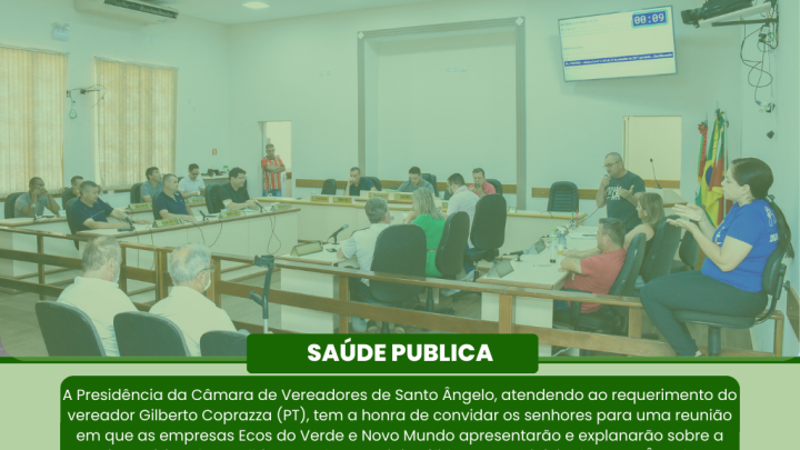 C&acirc;mara de Vereadores convida para reuni&atilde;o