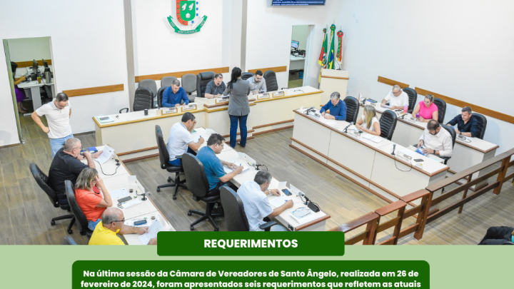 Apresentados seis Requerimentos em Sess&atilde;o Ordin&aacute;ria da &uacute;ltima segunda-feira