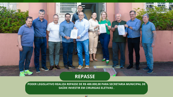 Legislativo realiza repasse de 400.000,00 (quatrocentos mil reais) para Secretaria Municipal de sa&uacute;de