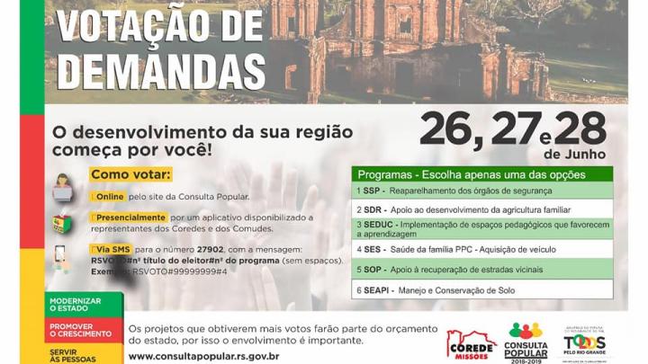 Consulta Popular: ga&uacute;chos podem escolher destino de investimentos a partir desta ter&ccedil;a