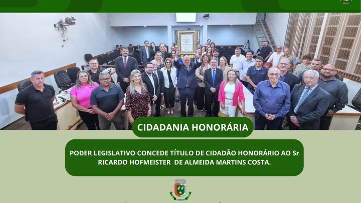 C&acirc;mara de vereadores fez entrega de t&iacute;tulo de Cidad&atilde;o Honor&aacute;rio em Sess&atilde;o Solene