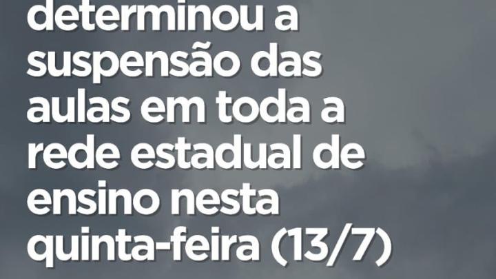  Em fun&ccedil;&atilde;o da passagem de ciclone extratropical as aulas s&atilde;o suspensas em todo o Estado do Rio grande do Sul