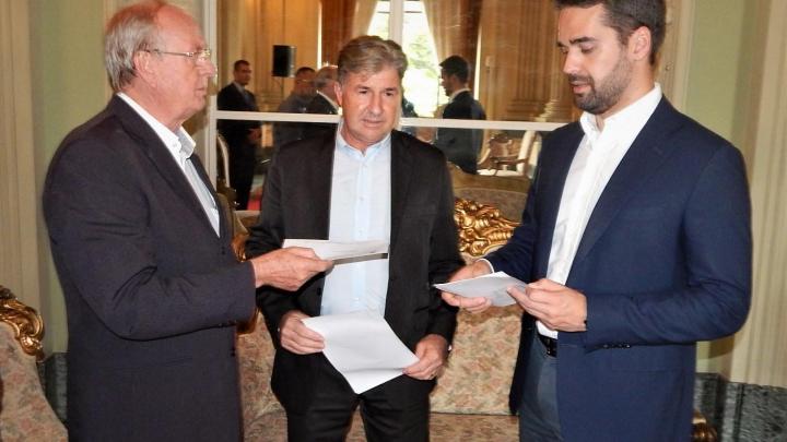PRESIDENTE DO LEGISLATIVO, DION&Iacute;SIO FAGANELLO, E PREFEITO EM EXERC&Iacute;CIO, BRUNO HESSE, ENCONTRAM GOVERNADOR EDUARDO LEITE